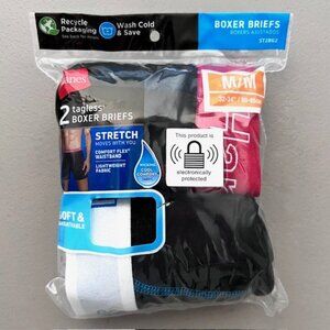 Hanes Men's Boxer Briefs 2 Pack Black (M)